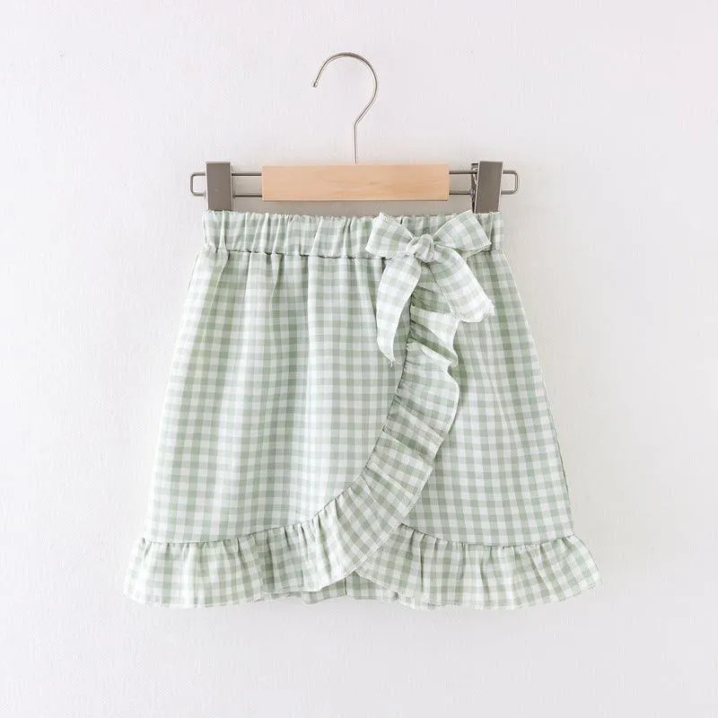 18M-6Y Toddler Girls Plaid Ruffle Trim Skirts Wholesale Girls Clothes