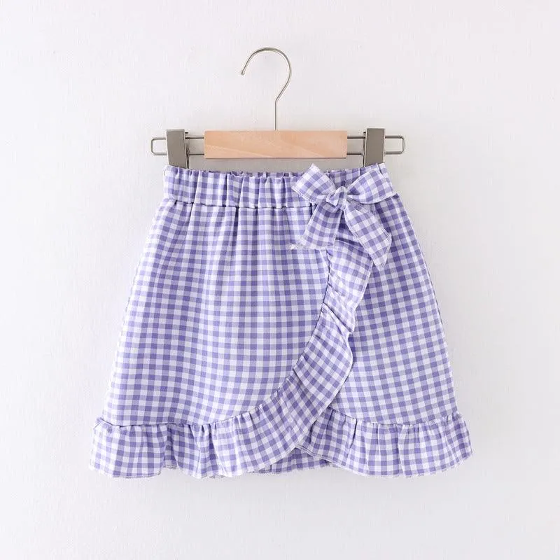 18M-6Y Toddler Girls Plaid Ruffle Trim Skirts Wholesale Girls Clothes