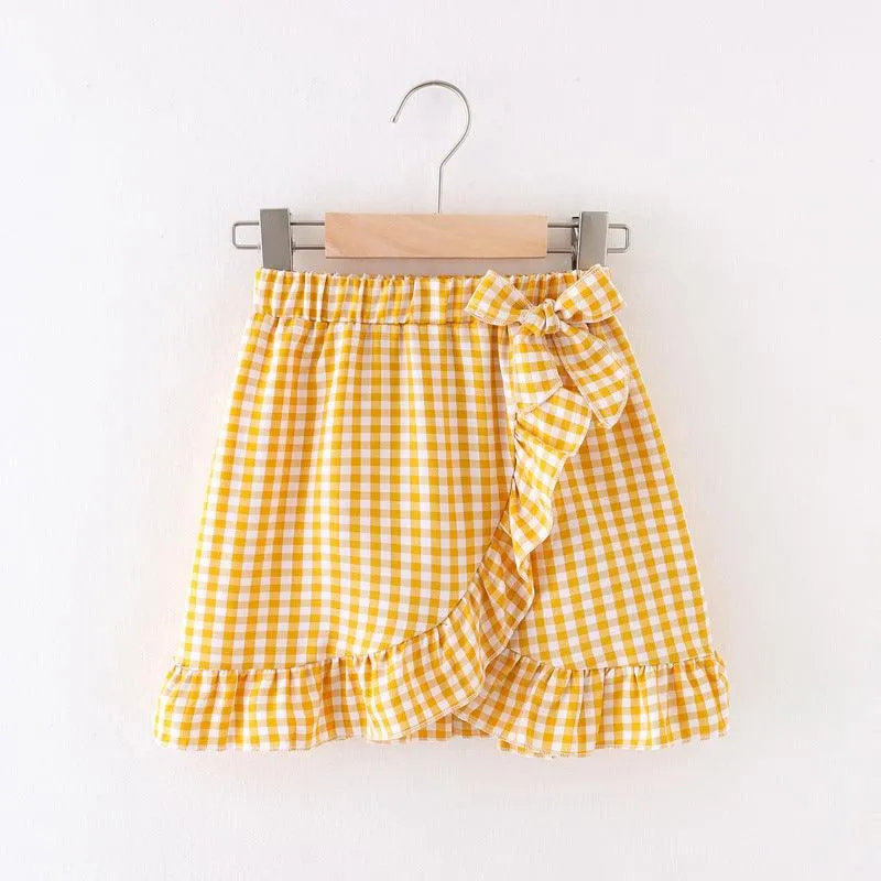 18M-6Y Toddler Girls Plaid Ruffle Trim Skirts Wholesale Girls Clothes