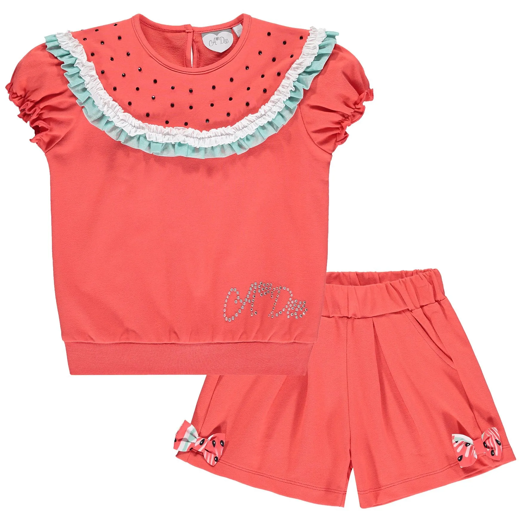 A DEE - Enya Watermelon Sweatshirt Short Set - Red