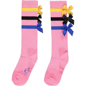 A DEE - Gazette Bow Knee High Socks - Candy Pink