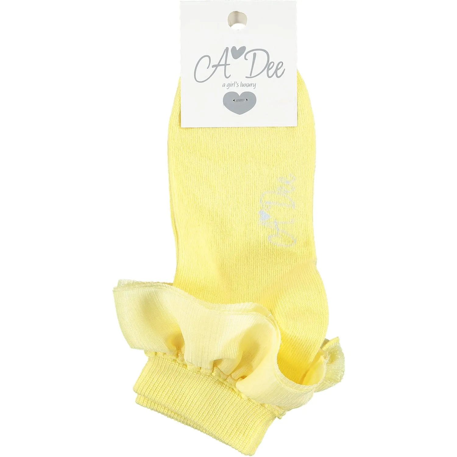 A DEE - Josie Tulle Frill Ankle Sock - Lemon