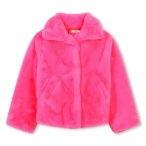 Billieblush Girls Pink Faux Fur Coat