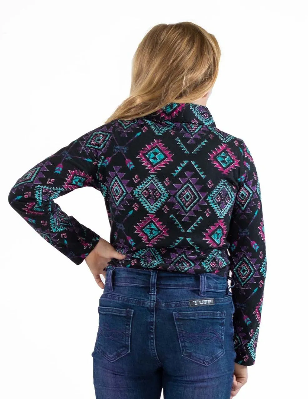 Black Aztec Girls Pullover