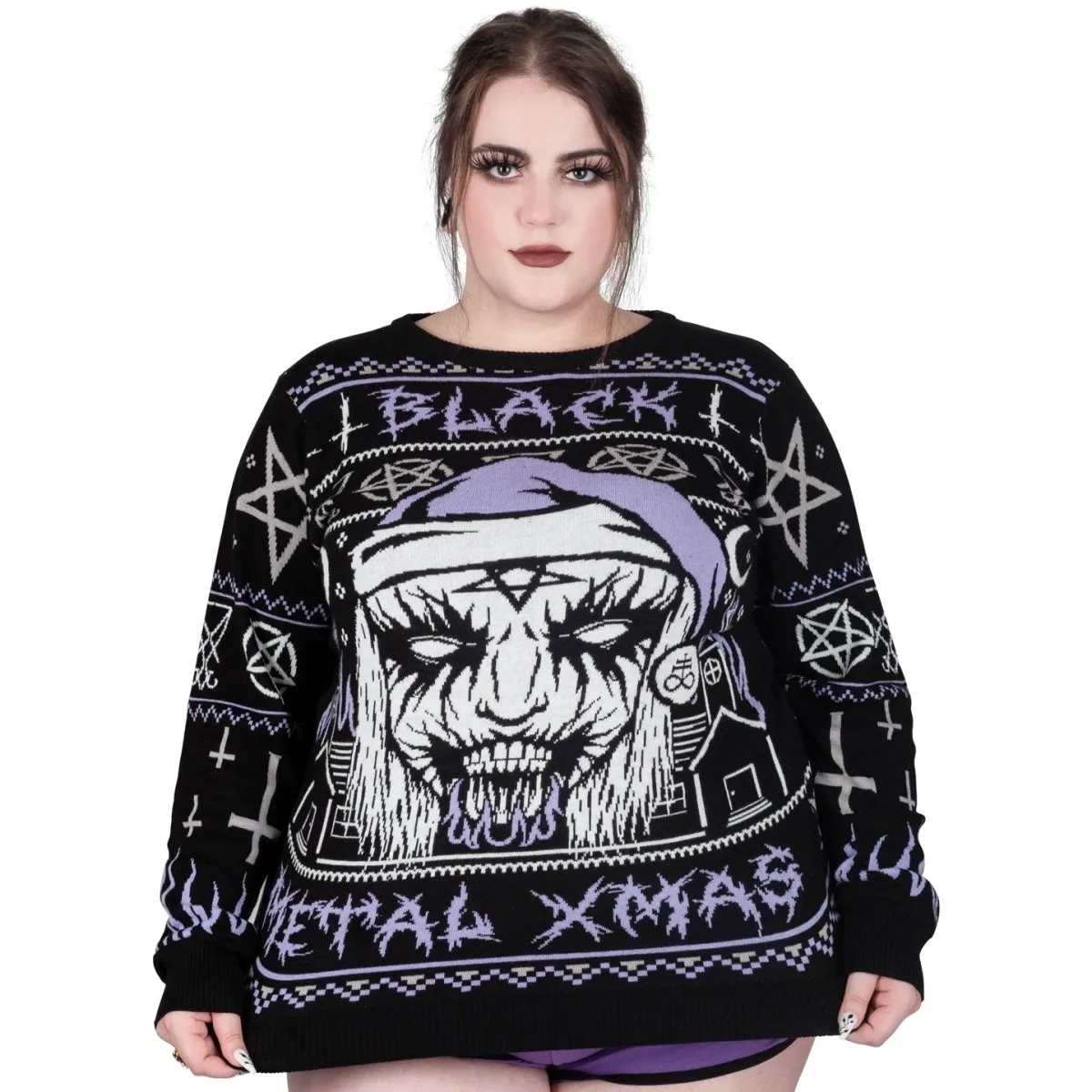 Black Metal Meme Knit Christmas Sweater