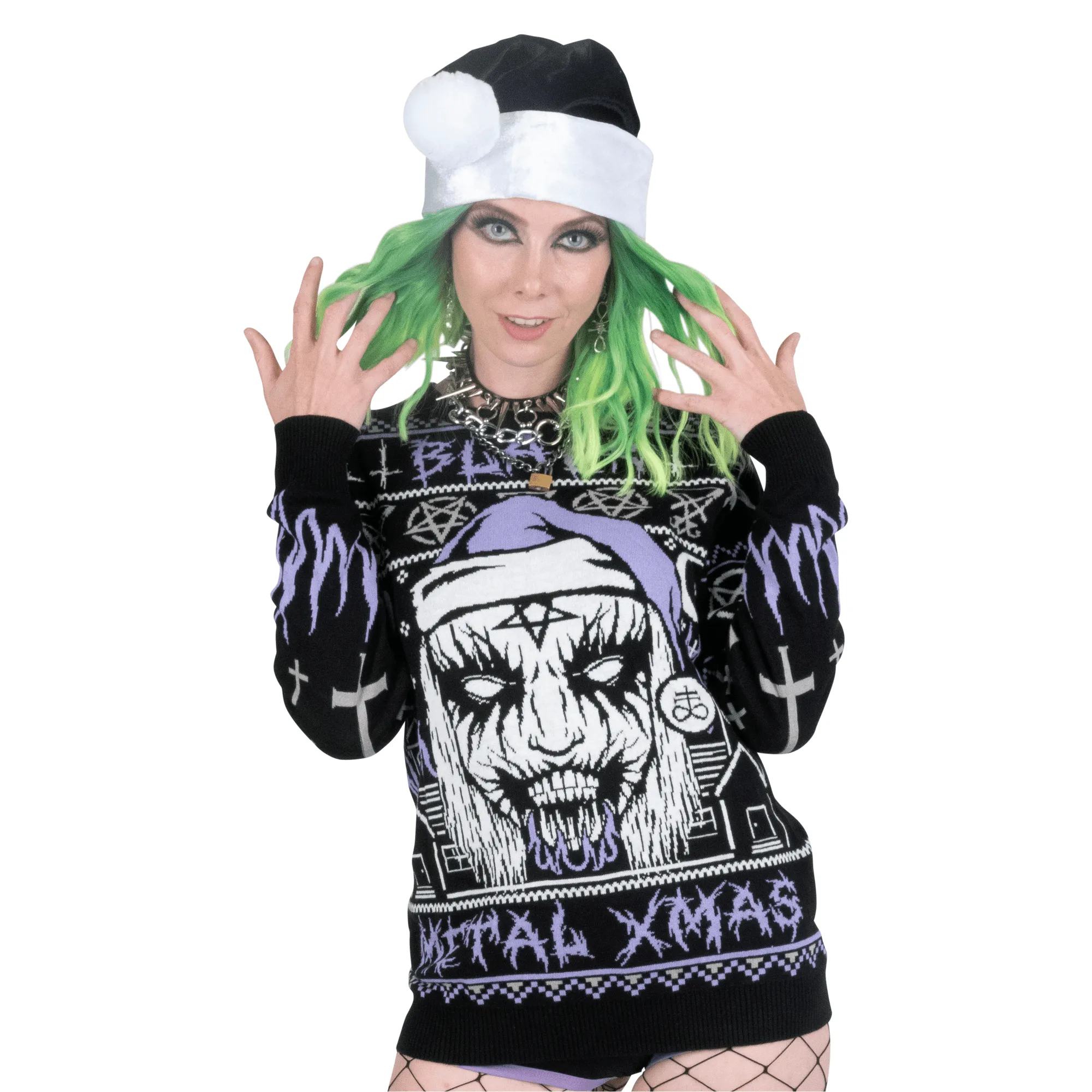 Black Metal Meme Knit Christmas Sweater