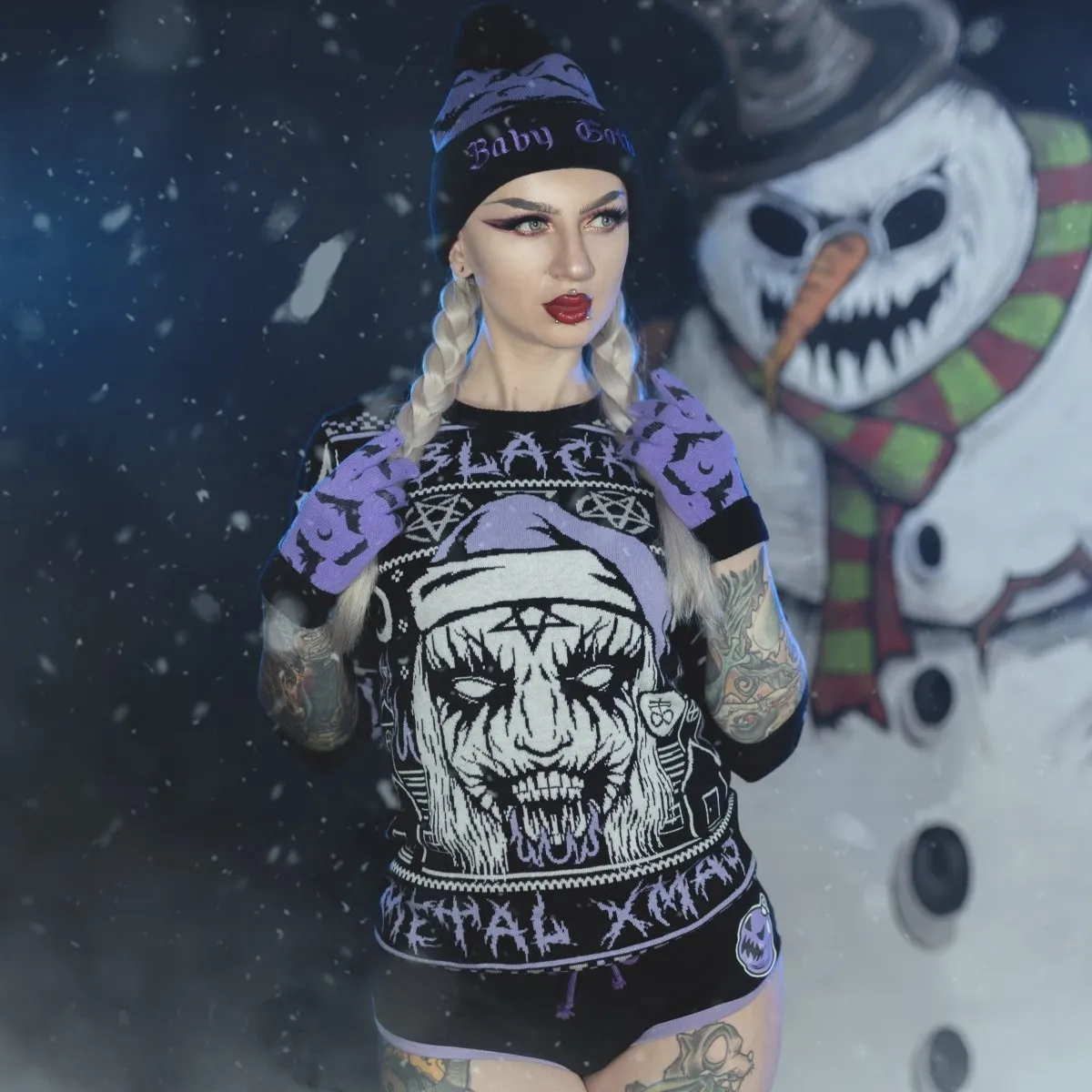 Black Metal Meme Knit Christmas Sweater