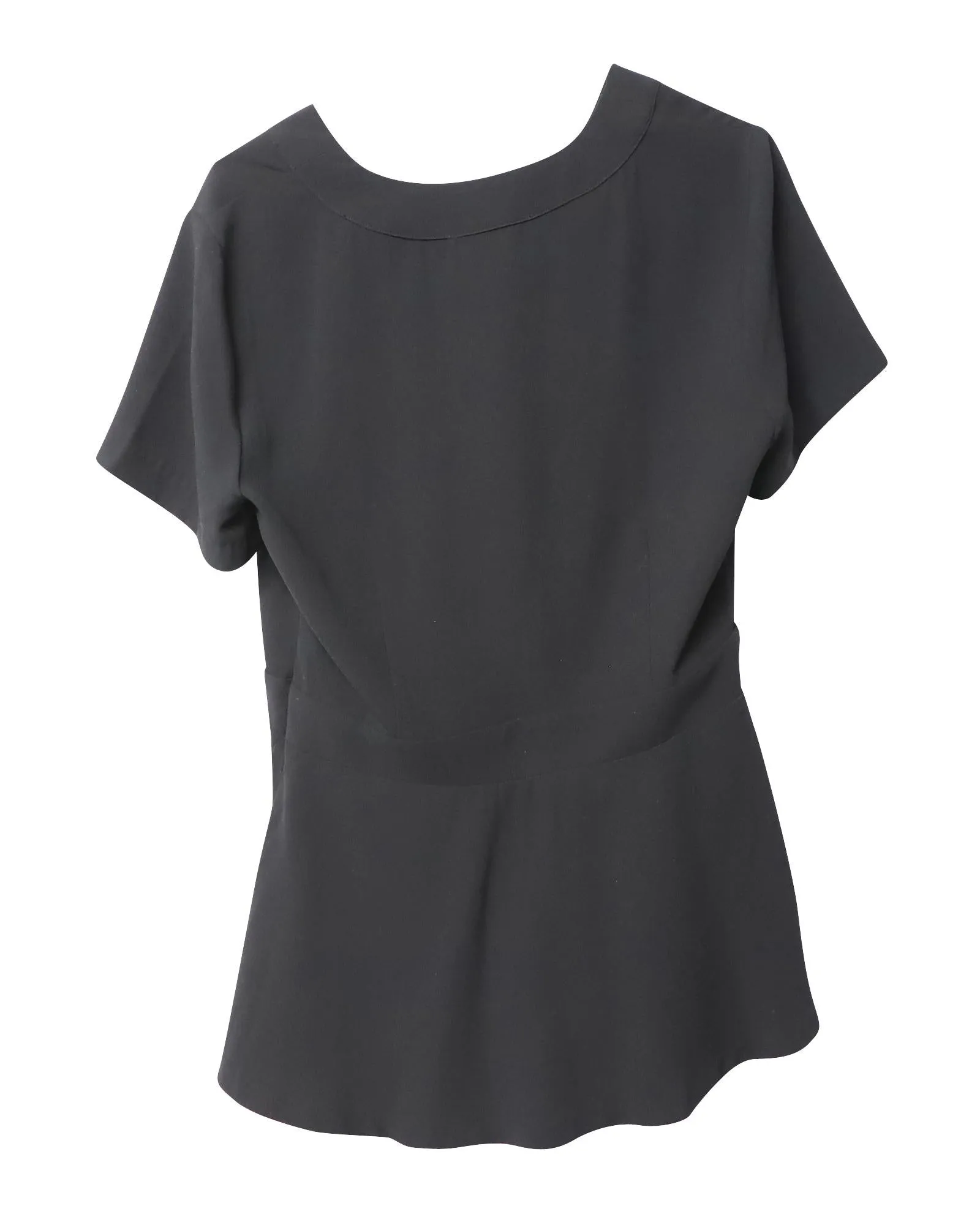 Black Peplum Top with Front Zipper in Polyester