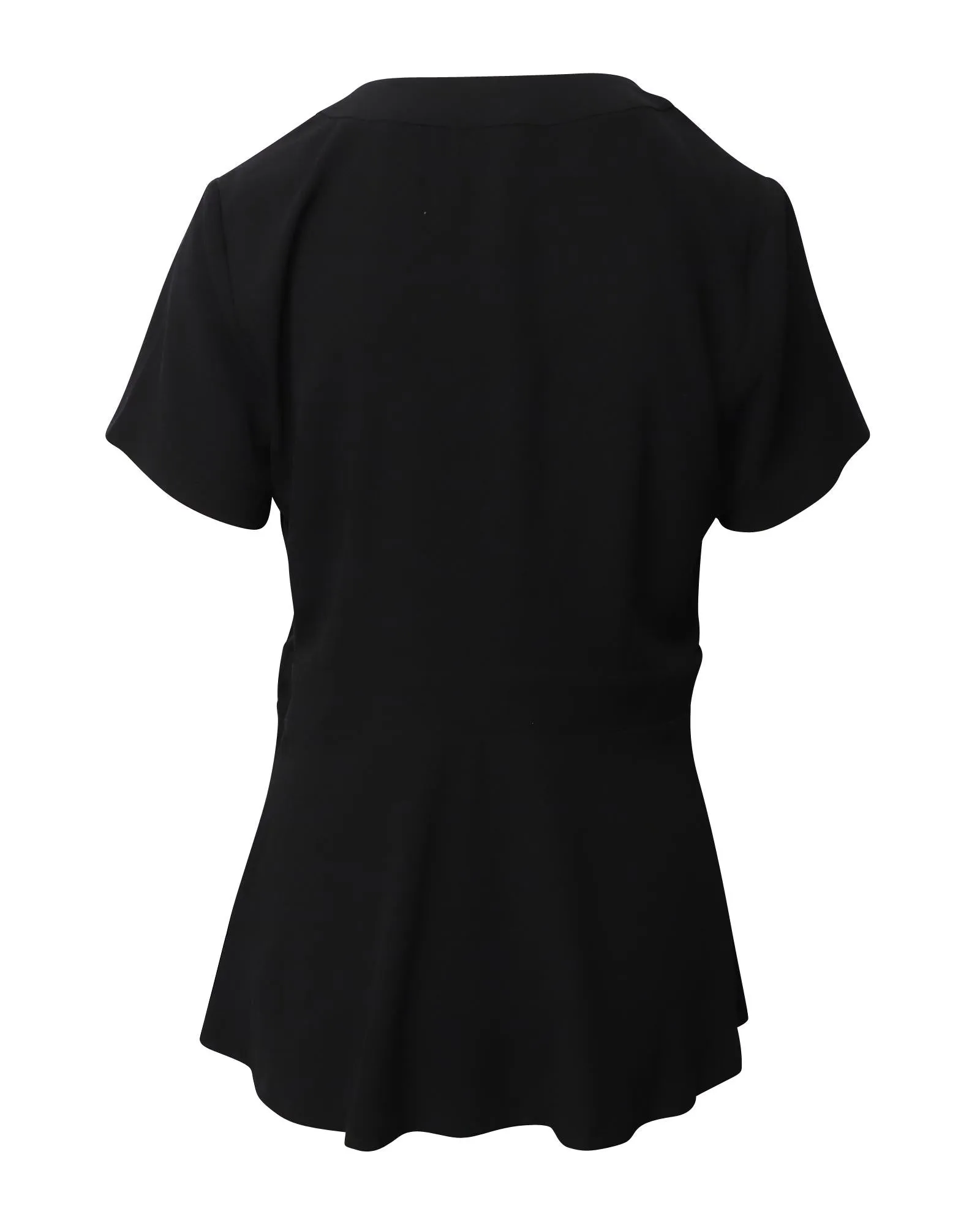 Black Peplum Top with Front Zipper in Polyester