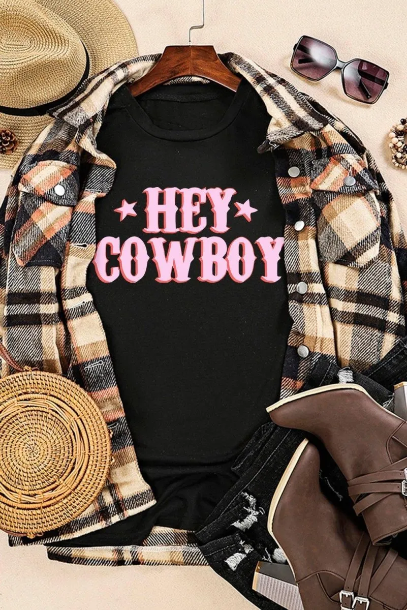 Black "HEY COWBOY" T-Shirt