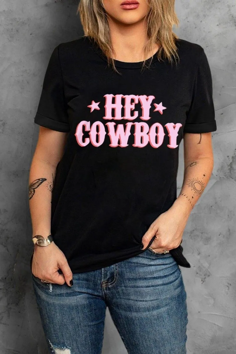 Black "HEY COWBOY" T-Shirt