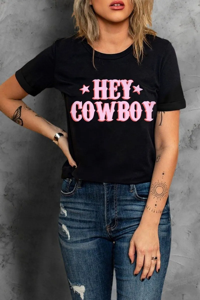 Black "HEY COWBOY" T-Shirt