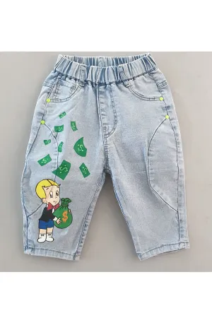 Blue Richie Rich Printed Denim Pant