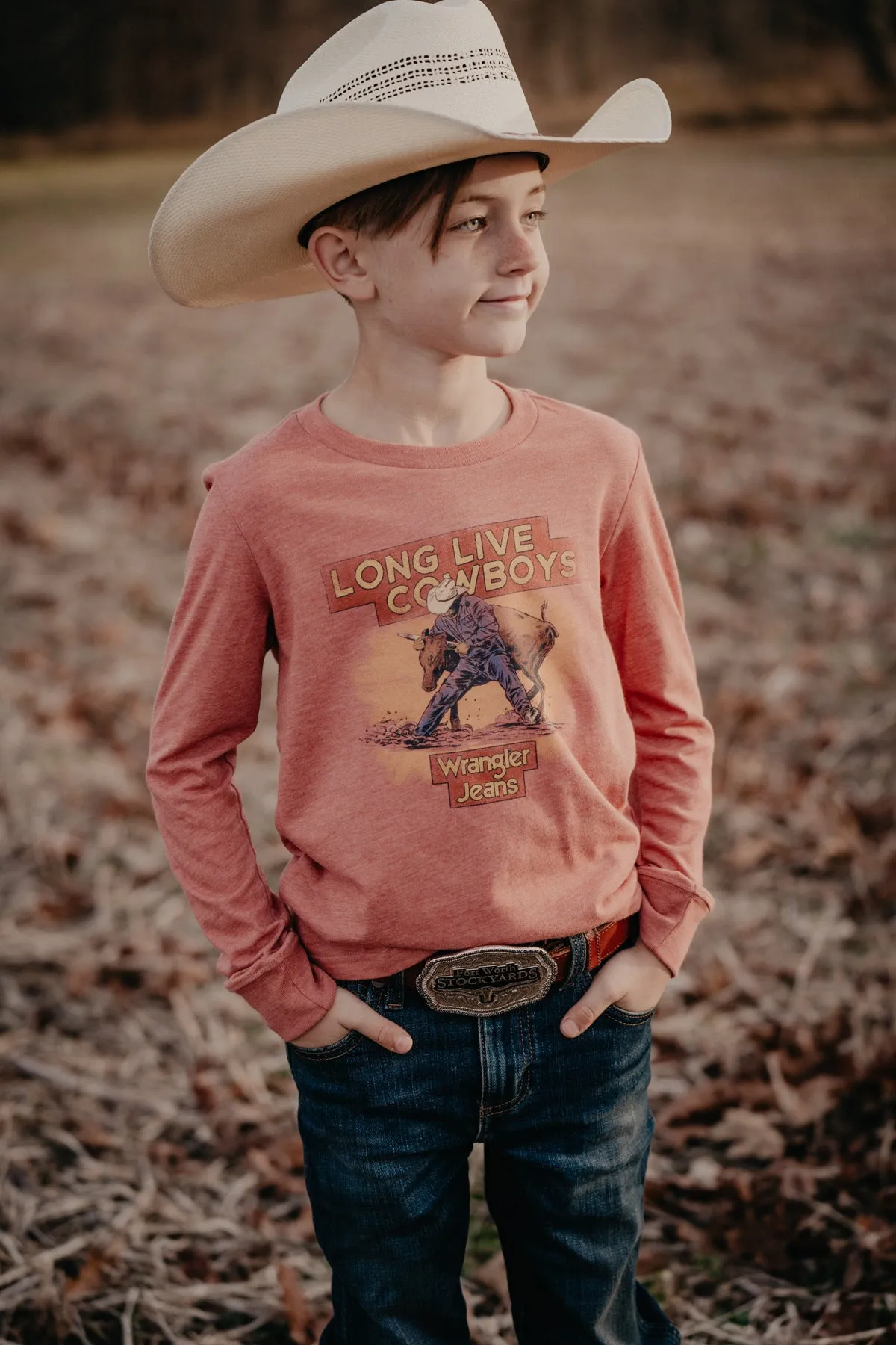 Boy's 'Bull Wrestling' Wrangler Long Sleeve T-shirt (XXS-XL)