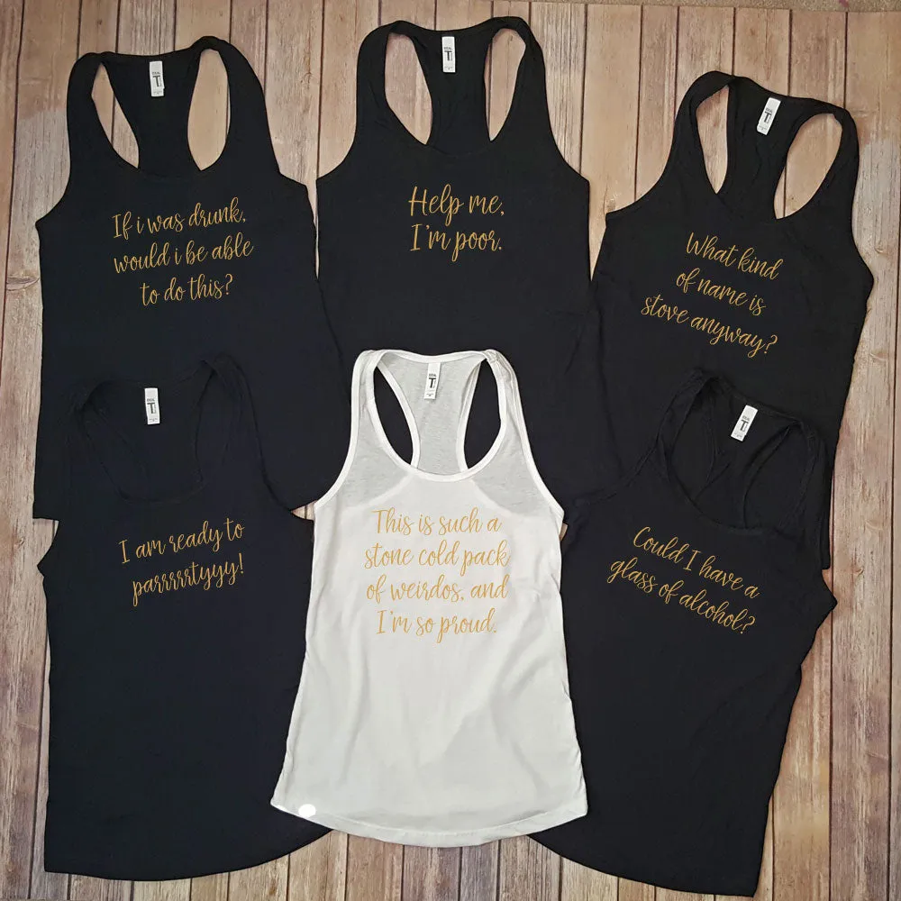 Bridesmaids Quotes Bachelorette Party Racerback Tank Tops