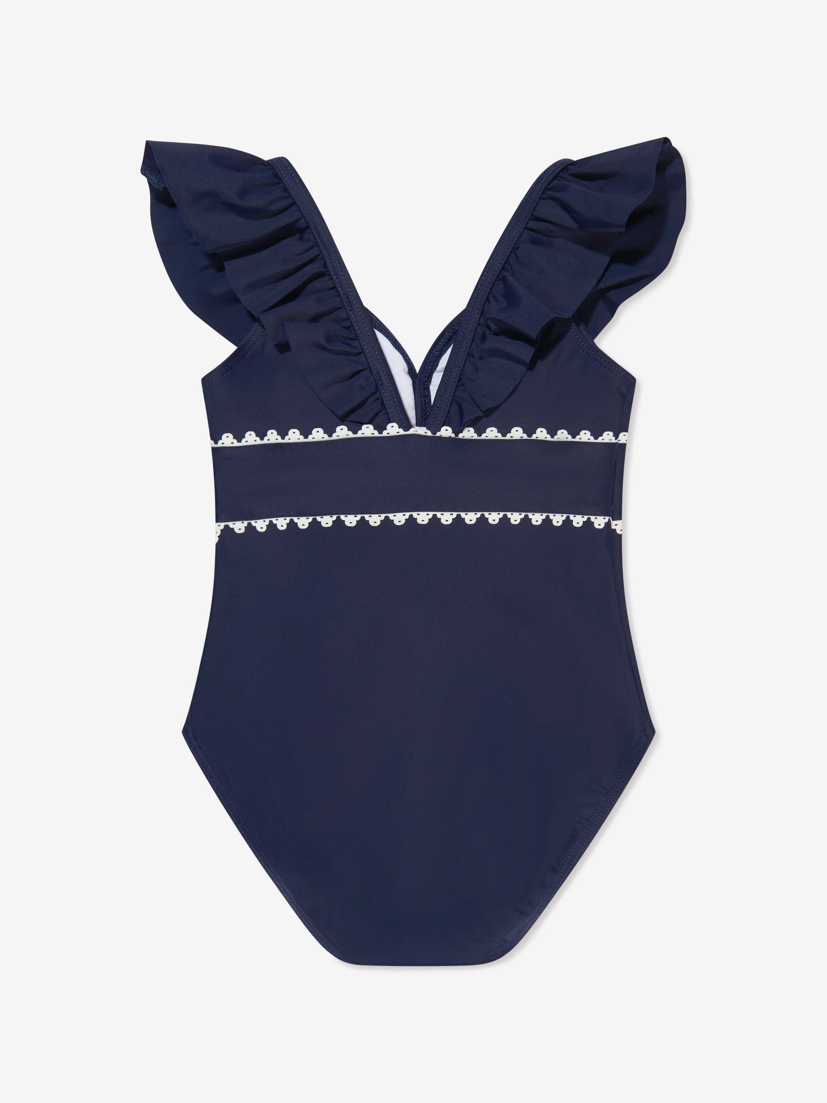 Chloé Girls Ruffle Swimming Costume in Navy