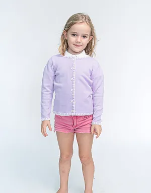 Coco Girls Cashmere Cardigan in Confetti Lila