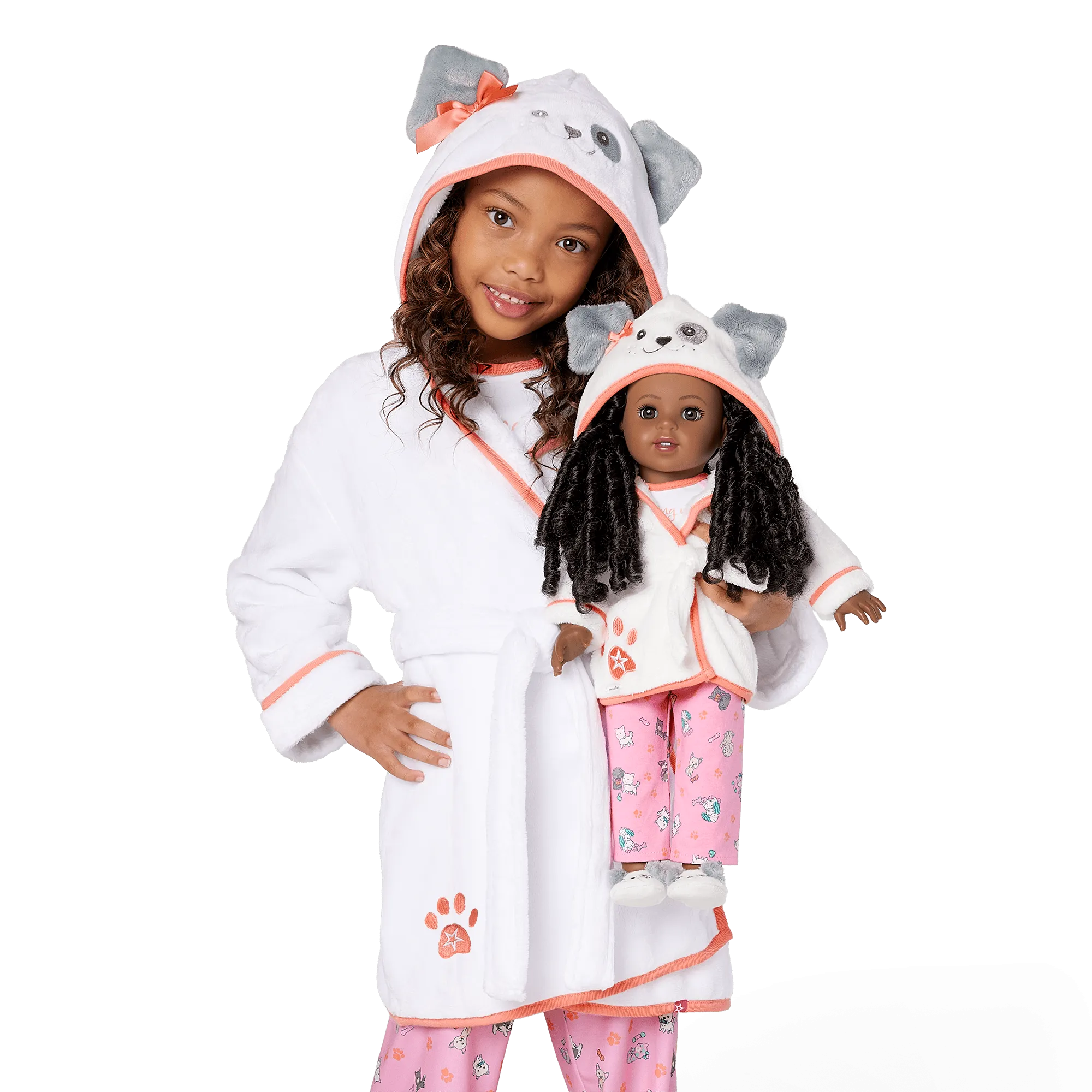 Comfy Puppy Robe Set for Girls & 18-inch Dolls