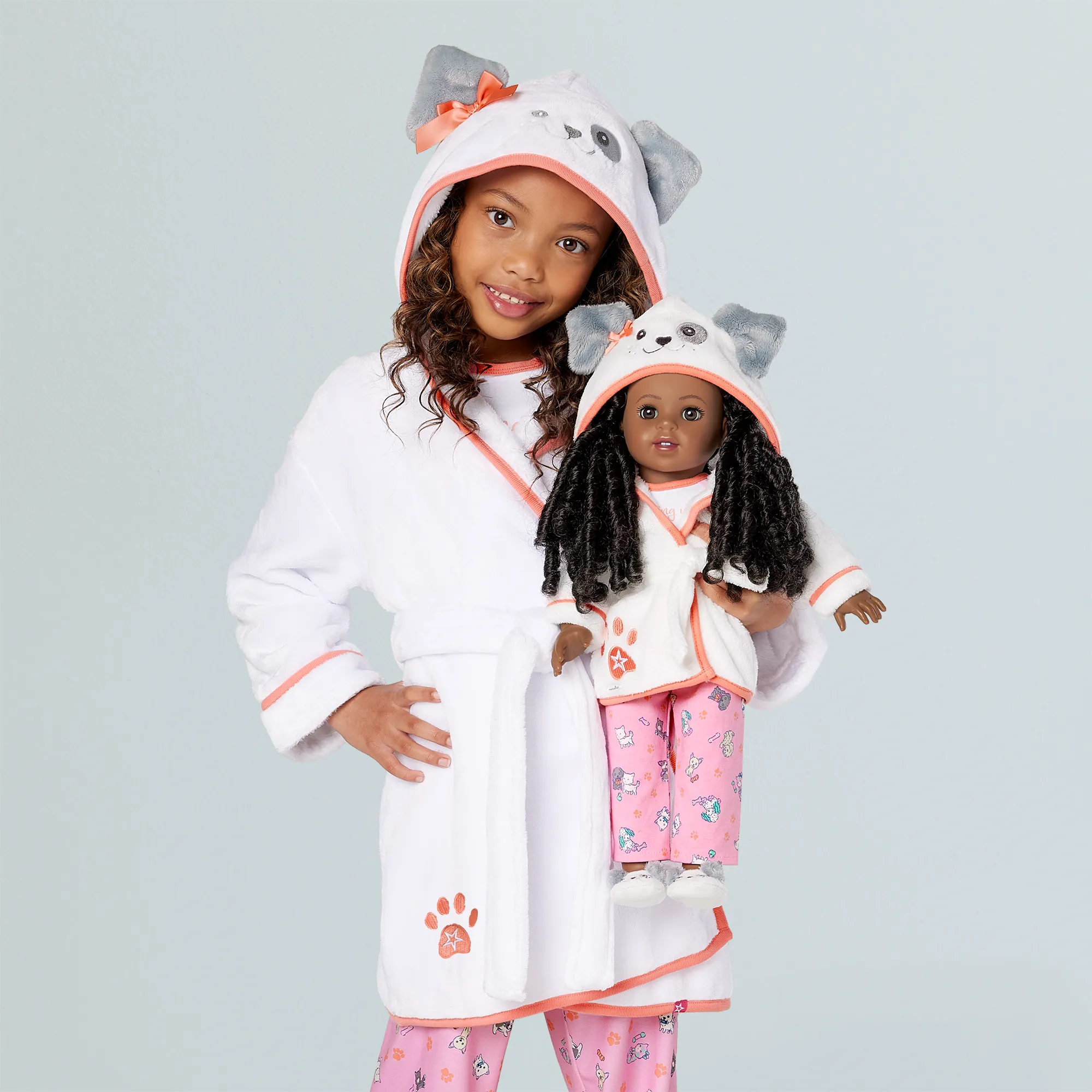 Comfy Puppy Robe Set for Girls & 18-inch Dolls