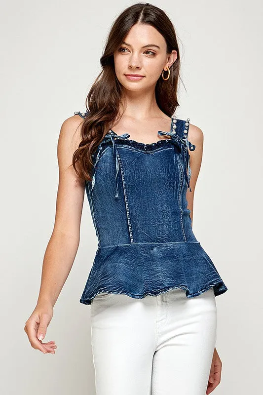 Dark Denim Peplum Top