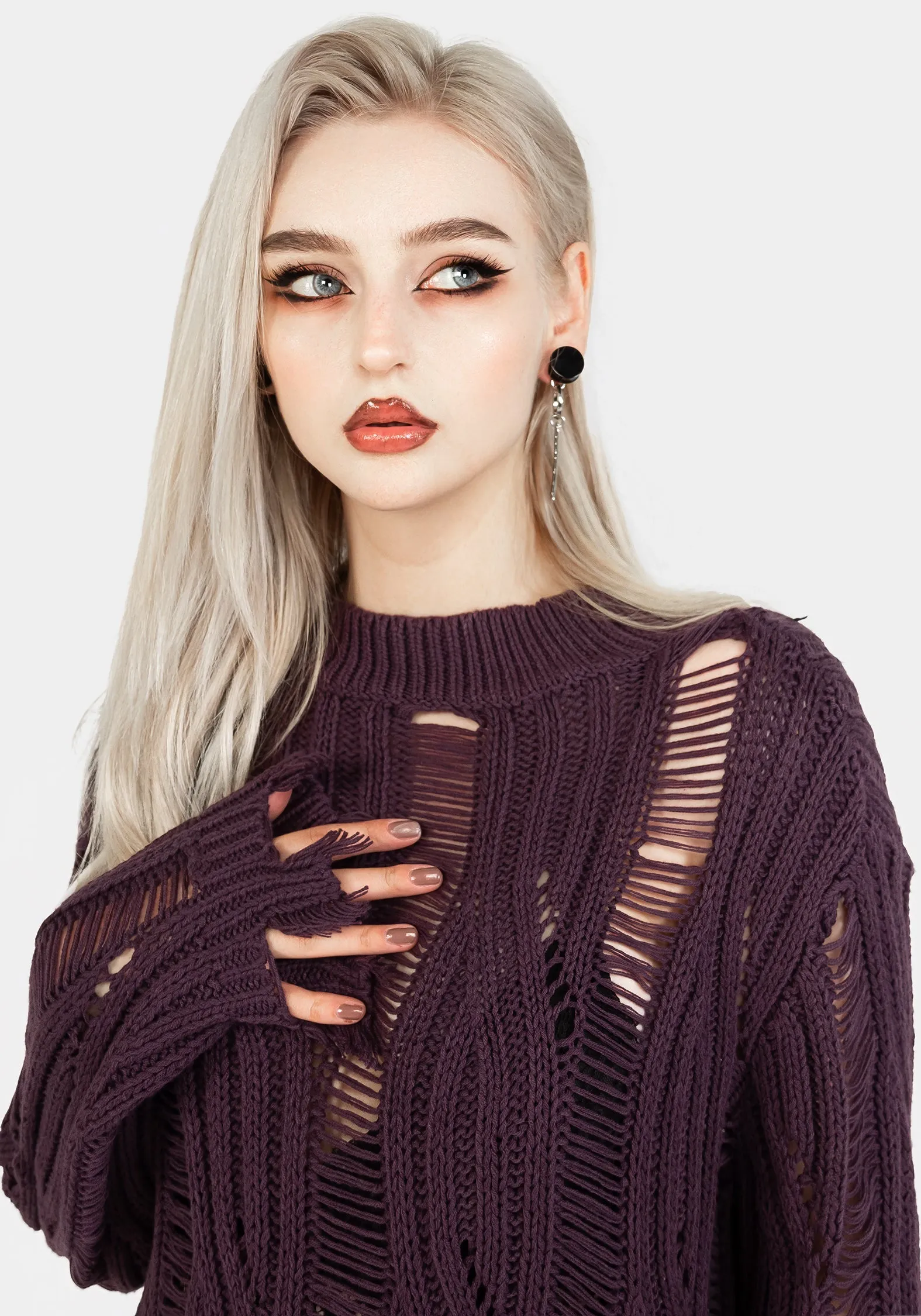 Dayglo Relaxed Knit Jumper In Lavender Mist