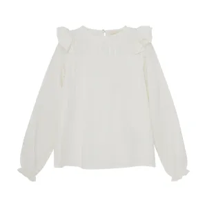 Dobby Ruffle Blouse- Cloud