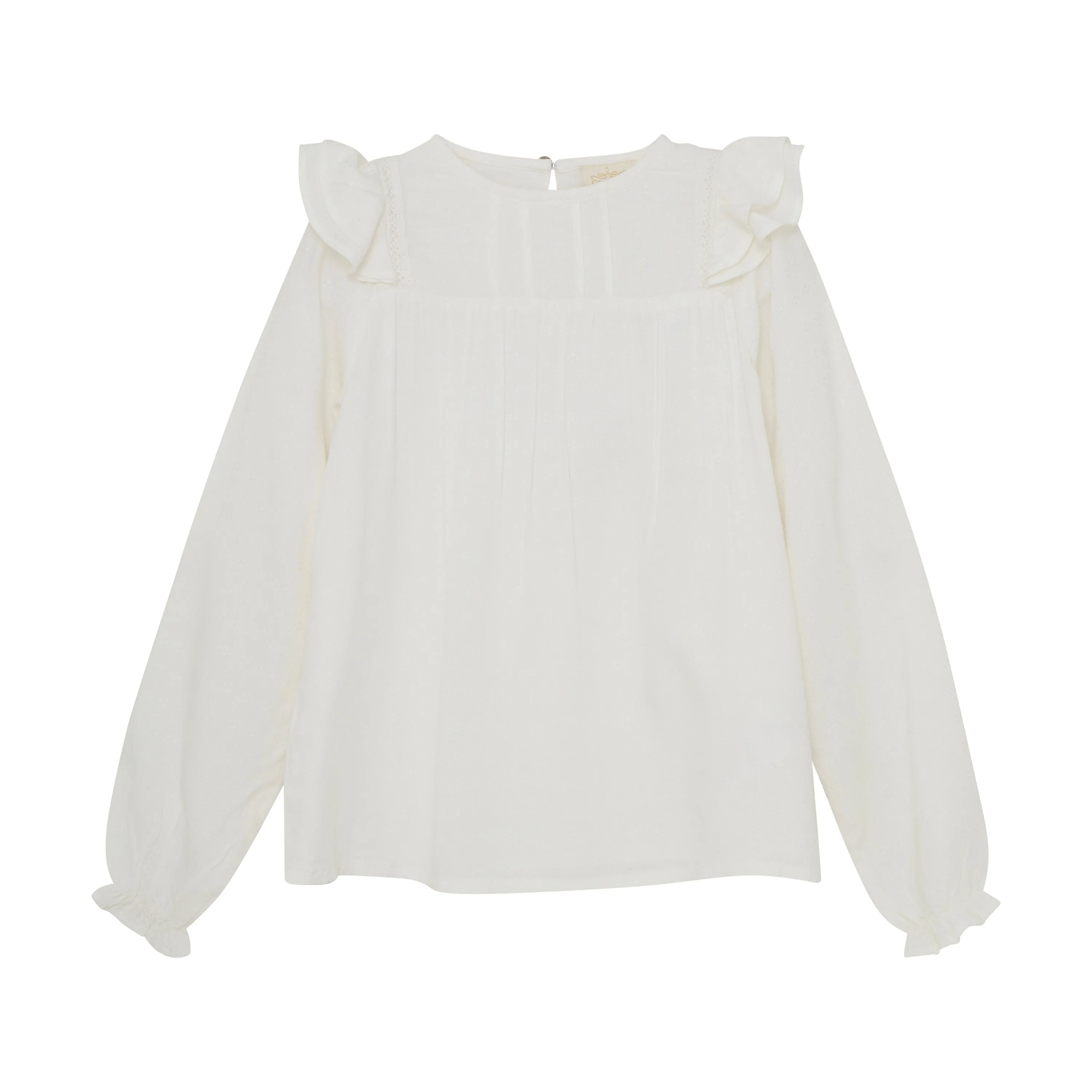 Dobby Ruffle Blouse- Cloud