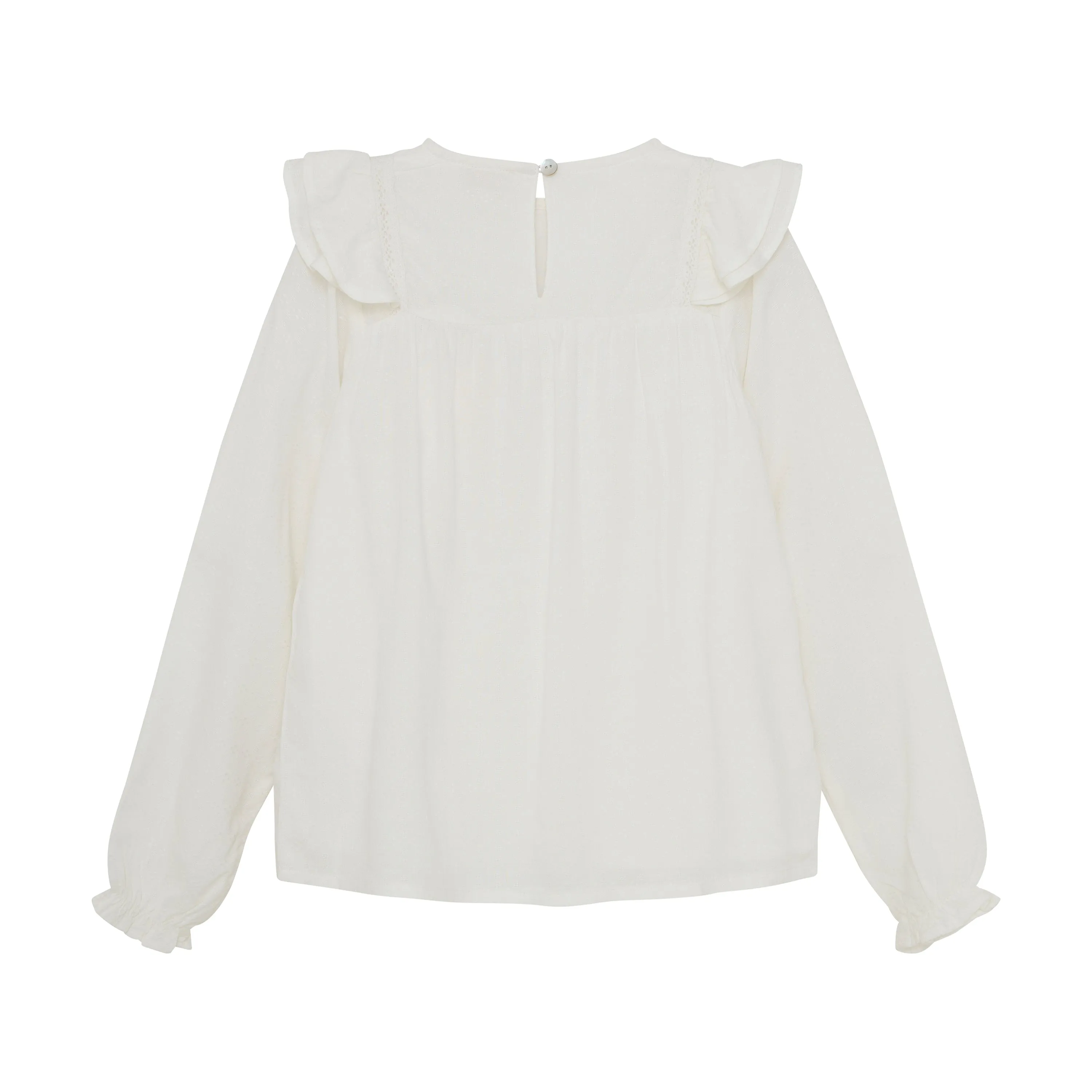 Dobby Ruffle Blouse- Cloud