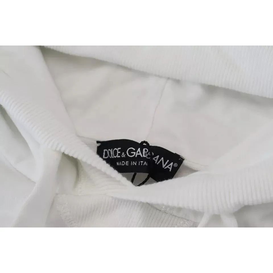 Dolce & Gabbana White Cotton Hooded Sweatshirt Sweater