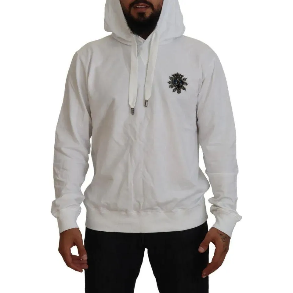 Dolce & Gabbana White Cotton Hooded Sweatshirt Sweater