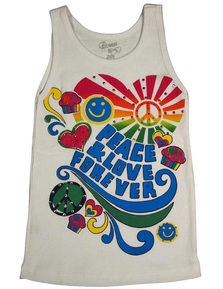 Flowers by Zoe - Girls' Ribbed Tank Top - 4 Different Prints - 100% Cotton