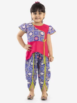 Girl's Anaya peplum top with bandhani print dhoti - KID1 Girls