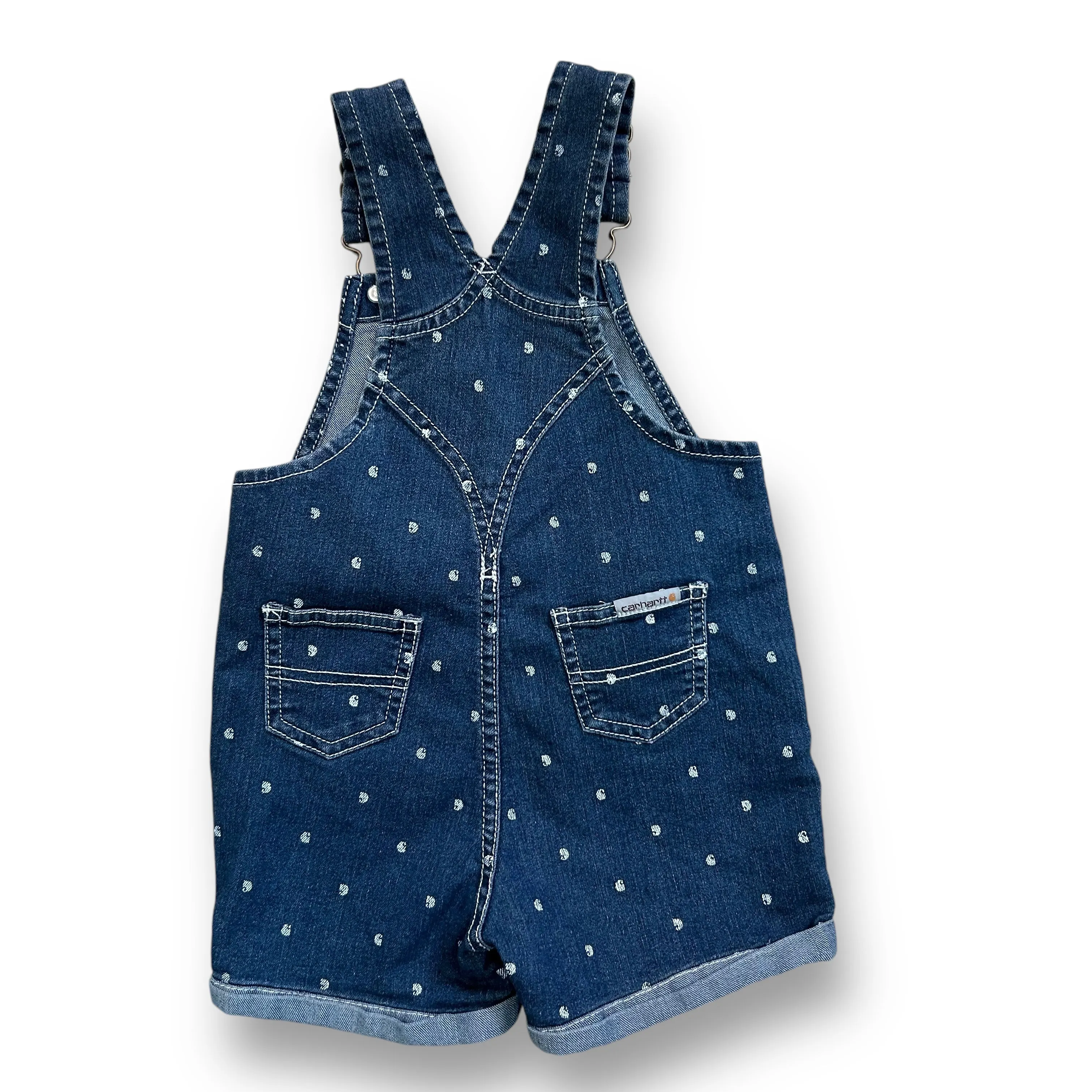 Girls Carhartt Size 18 Months Denim Polka Dot Short Overalls