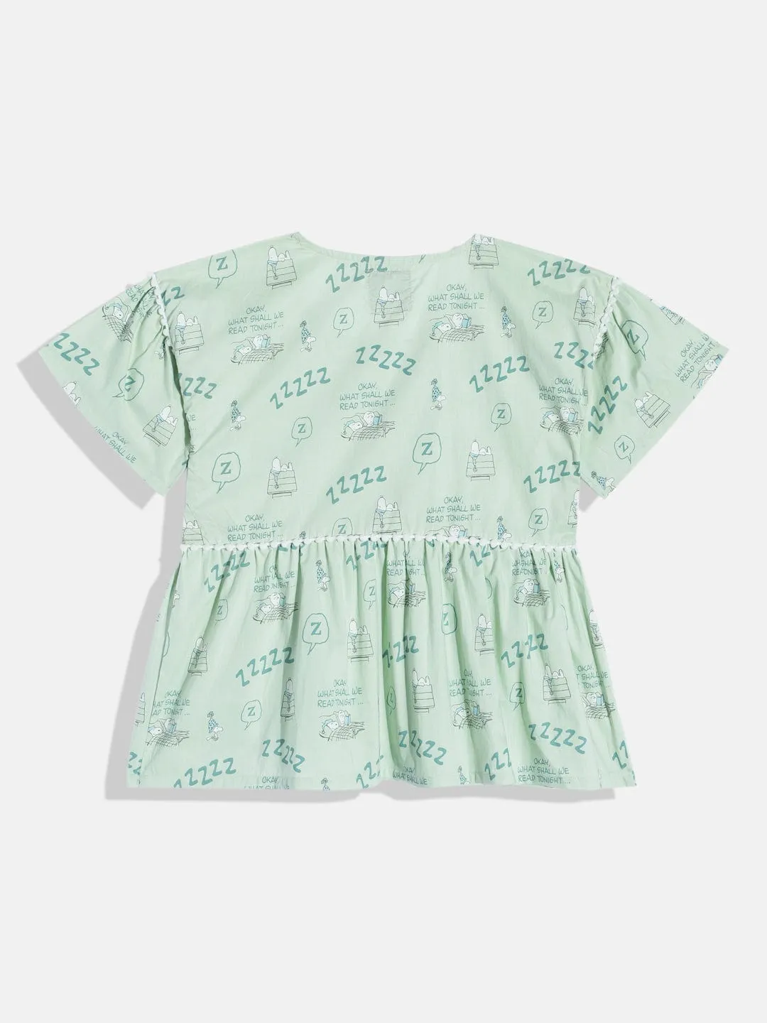 Girls Green Peplum Kimono Pyjama Set