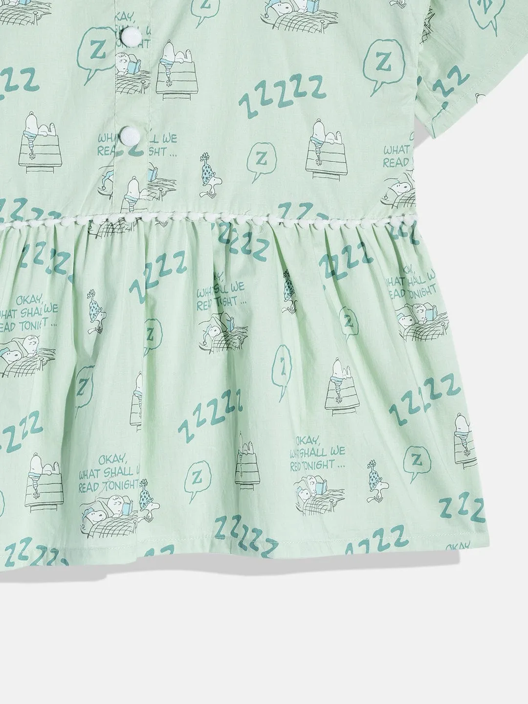 Girls Green Peplum Kimono Pyjama Set