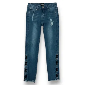 Girls Hudson Size 12 Denim Distressed Fray Hem Skinny Jeans