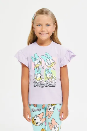 Girls Lilac Daisy Duck Graphic T-Shirt