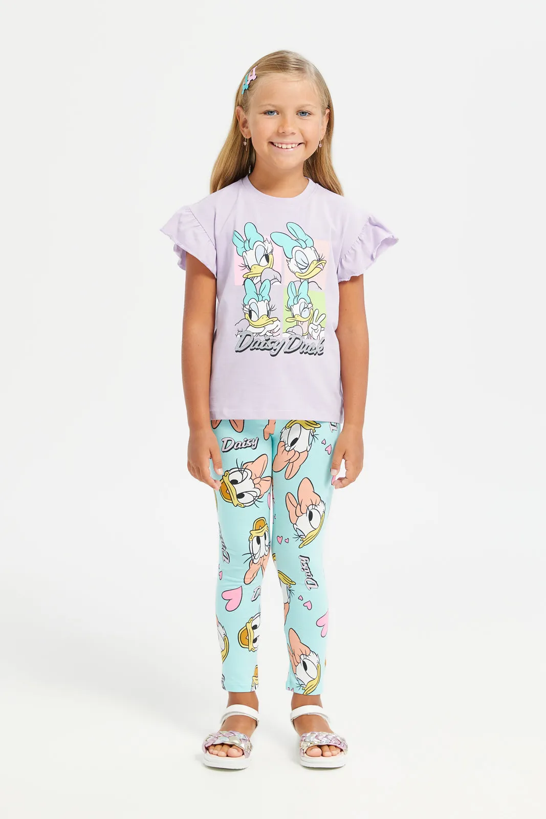 Girls Lilac Daisy Duck Graphic T-Shirt