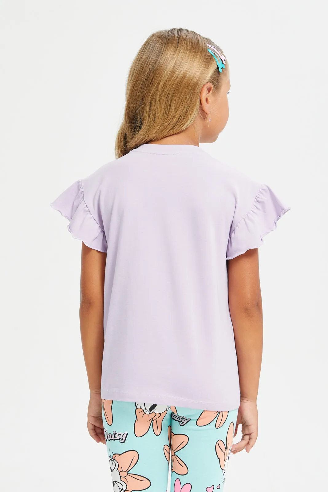 Girls Lilac Daisy Duck Graphic T-Shirt