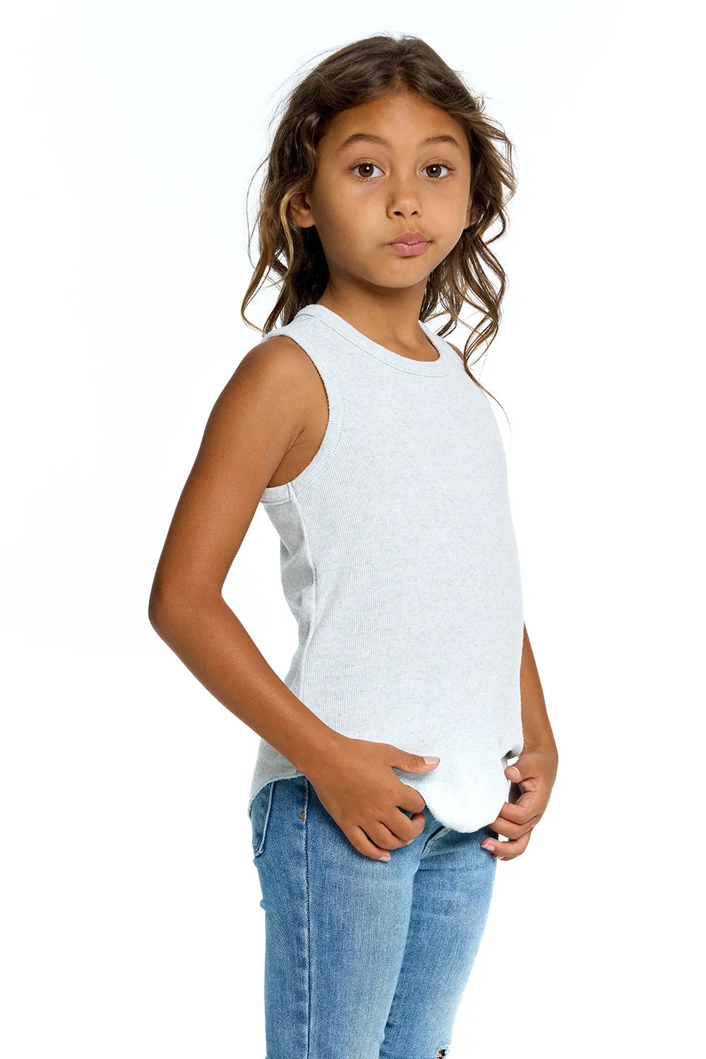 Girls Linen Rib Racer Tank