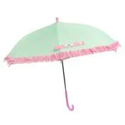 Girl's Mint/Pink Heart Ruffle Umbrella