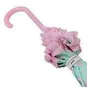 Girl's Mint/Pink Heart Ruffle Umbrella