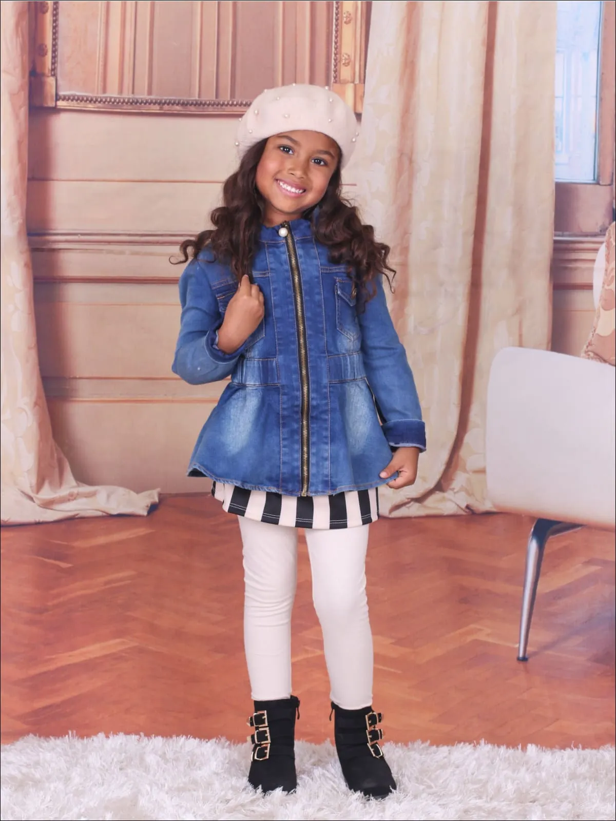 Girls Peplum Denim Jacket