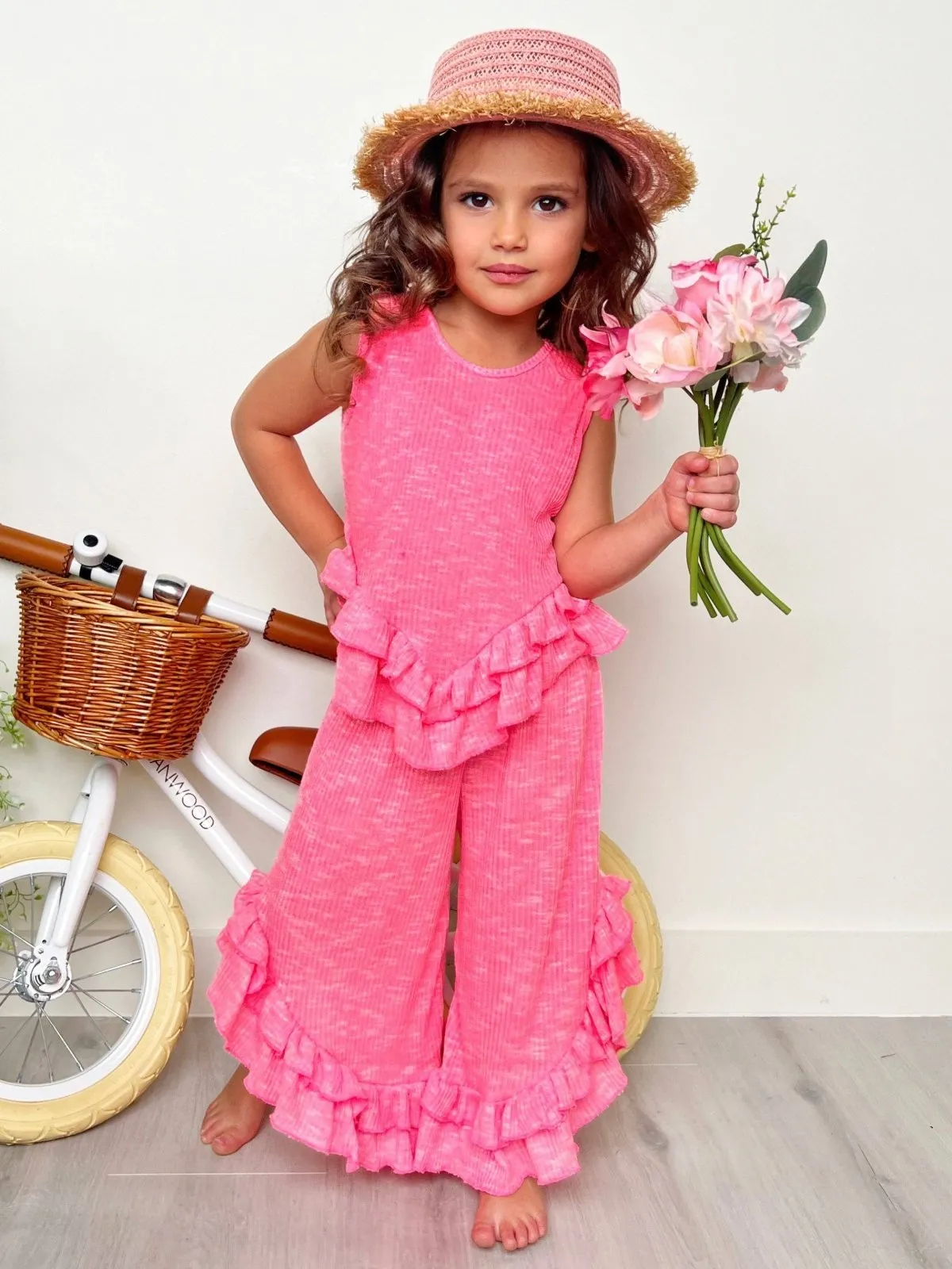 Girls Pink Sway My Way Ruffle Pants Set