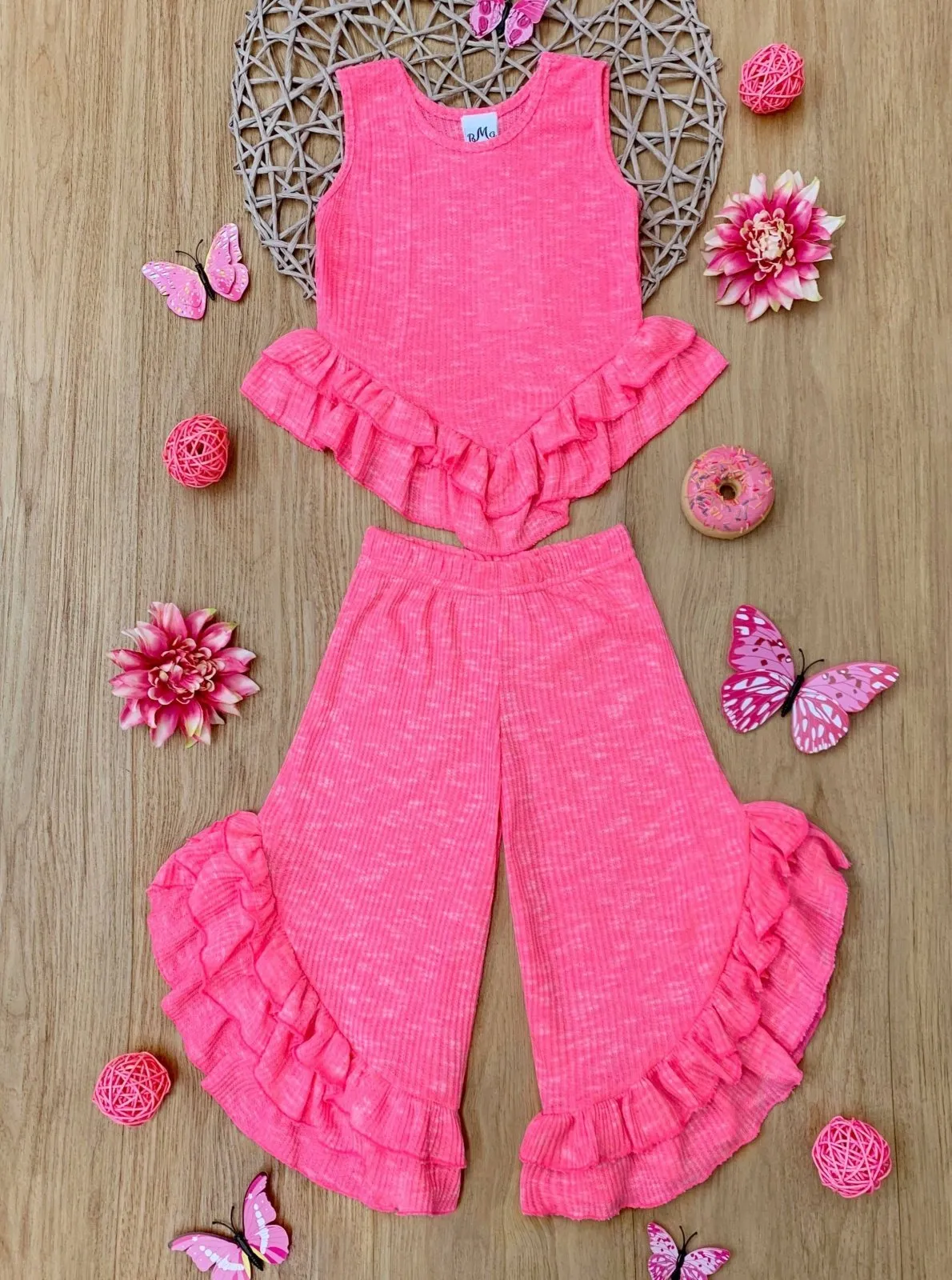 Girls Pink Sway My Way Ruffle Pants Set