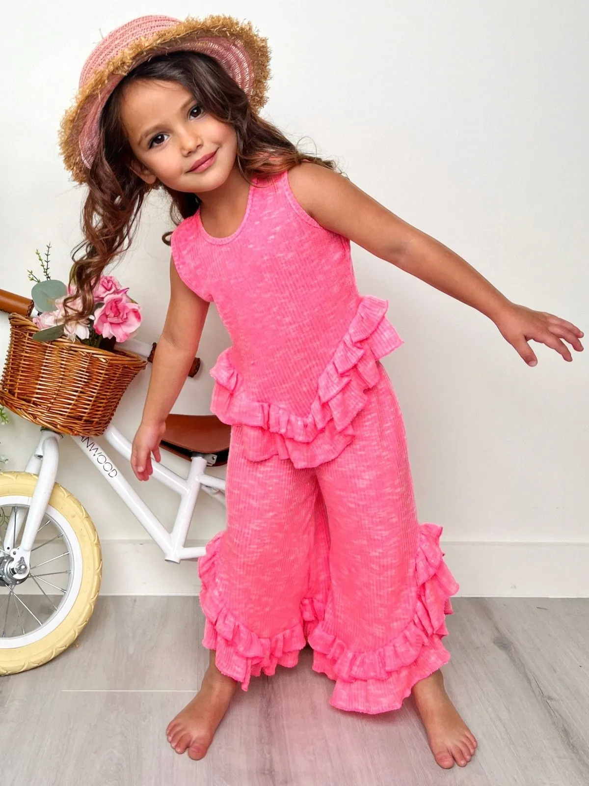 Girls Pink Sway My Way Ruffle Pants Set