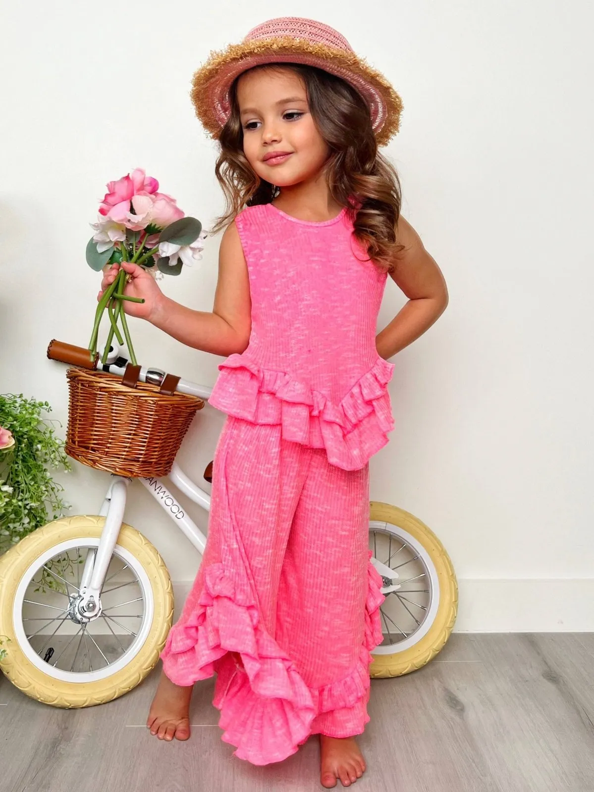 Girls Pink Sway My Way Ruffle Pants Set