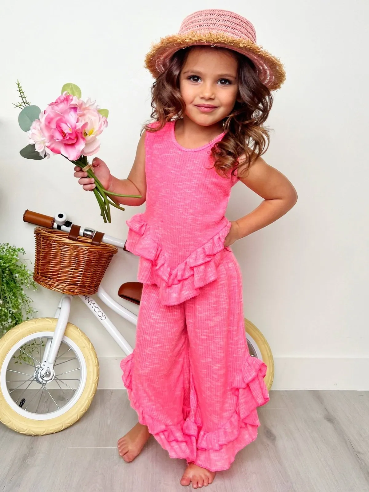 Girls Pink Sway My Way Ruffle Pants Set