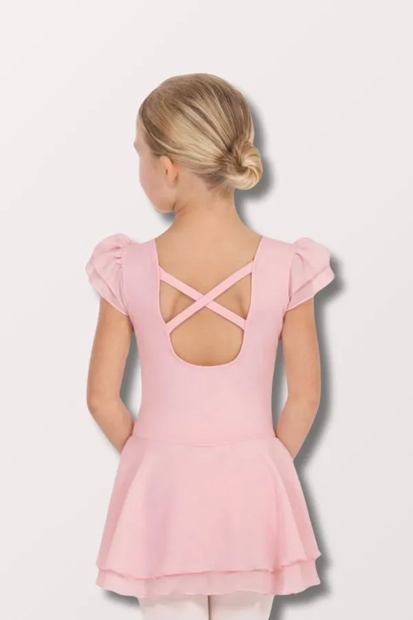 Girls Ruffle Sleeve Dance Dress - Pink