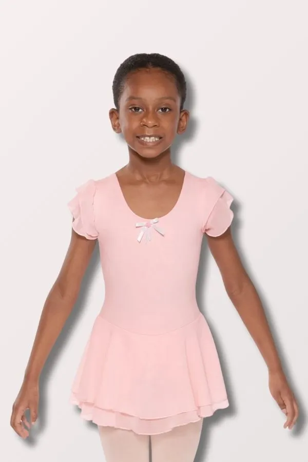 Girls Ruffle Sleeve Dance Dress - Pink